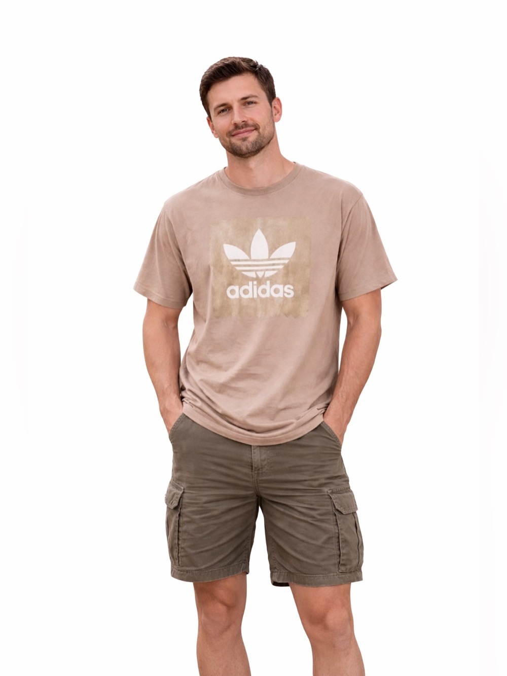 Adidas Men's Beige Short Sleeve Tee
